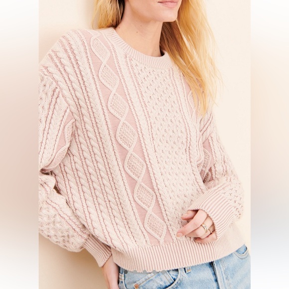 Back Beat Co. Sweaters - Back Beat Co. Light Pink Cable Knit Sweater